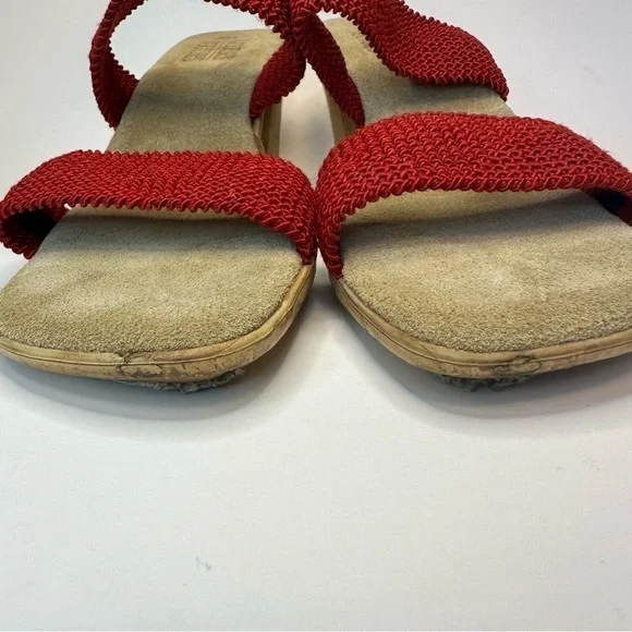 Mootsies Tootsies Red Sandals Woven Straps Cork Heel Size 9 Y2K Slip On EUC - Picture 7 of 10